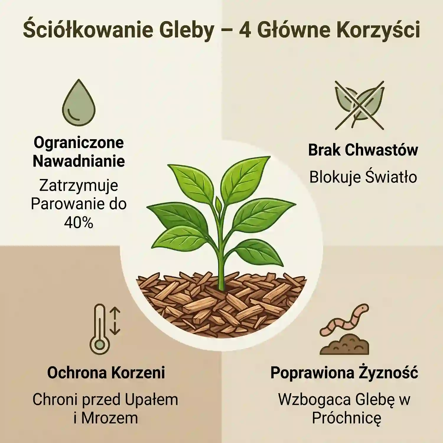 Korzyści ściółkowania gleby – oszczędność wody i mniej chwastów
